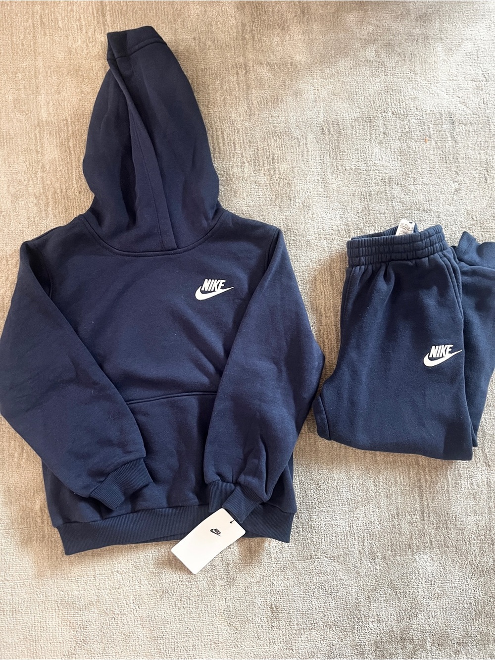 Nike Kids' Navy Embroidered Logo Hoodie (NWT) and Pants Set - Size 6-7